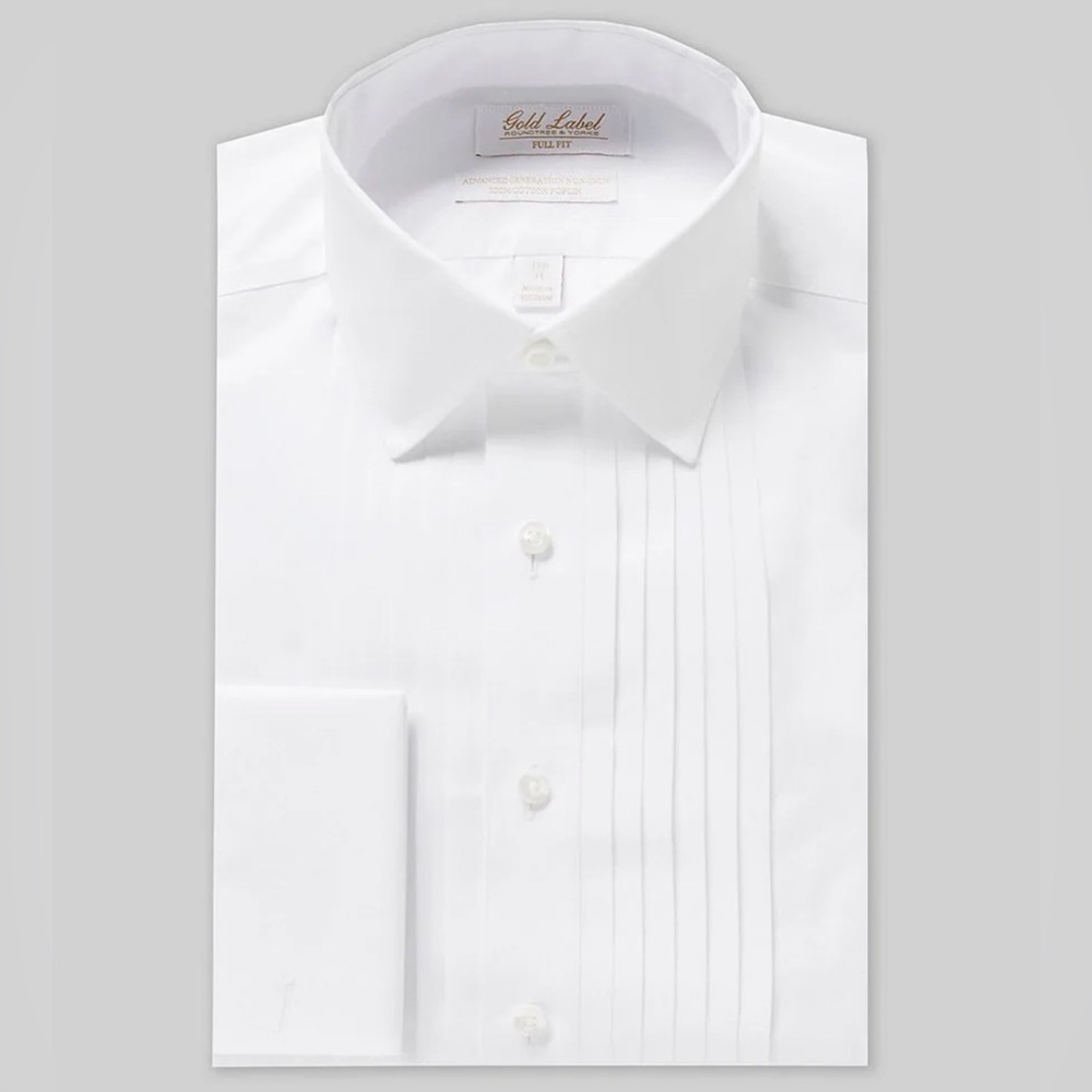 Gold Label by Roundtree & Yorke Full-Fit Non-Iron French Cuff Tuxedo Dress Shirt
